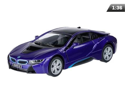 Makett autó, 1:36, Kinsmart BMW i8, kék