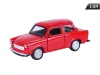 Makett autó, 01:34, PRL 601 Trabant, piros.