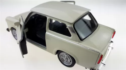 Makett autó, 01:34, PRL 601 Trabant, krém.