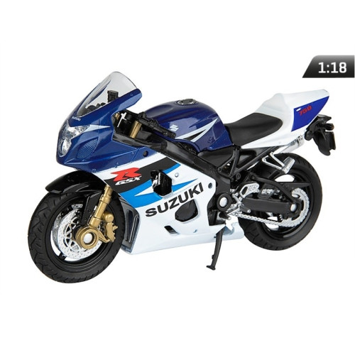 Makett motorkerékpár, 01:18 Suzuki GSX-R750, sötétkék és fehér.