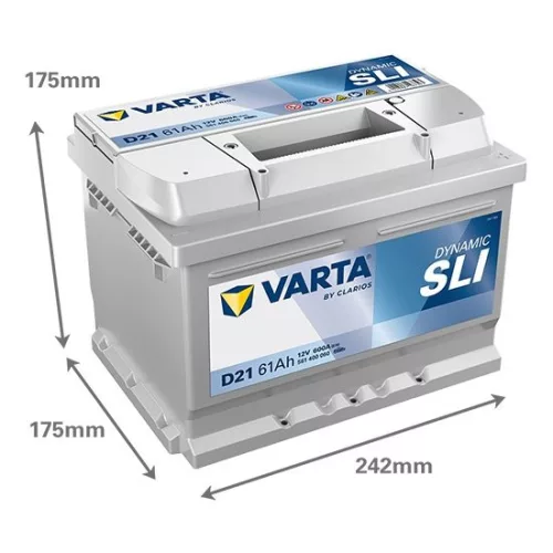 Autóakkumulátor Varta Silver Dynamic 61Ah, 12V, 600A, D21