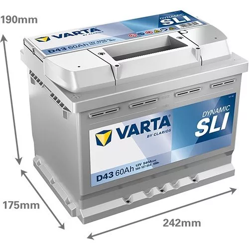 Autóakkumulátor Varta Blue Dynamic 60Ah, 12V, 540A, D43