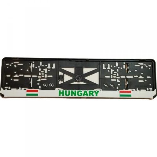 Rendszámtábla tartó, feliratos, logós, Hungary, fehér (P316)