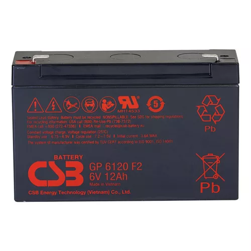 Tartalék akkumulátor CSB GP6120 F2 6V, 12Ah, 180A