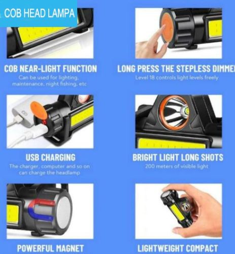 Nagy teljesítményű fényszóró LED fejlámpa akkus GZ-15824