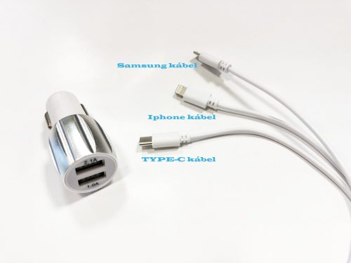 2-es USB töltő Micro USB/Apple/TYPE C AE-WF132/12-24V