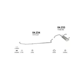   Marix középső kipufogócső, Citroen C1, Peugeot 107, Toyota Aygo 1.0, 2005-2009