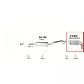   Polmo hátsó kipufogódob, Ford Galaxy Van, Seat Alhambra, VW Sharan Van, 2.0-2.8, 1995-2010.03