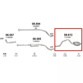   Polmo hátsó kipufogódob, Ford Mondeo Kombi, 2.0-2.2D, 2001-2007.02 (két darabban!)