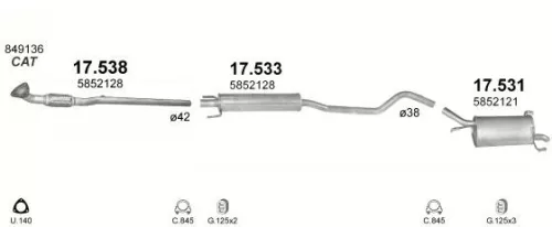 Marix első kipufogócső, Opel Corsa C 1.0, 2000-2006