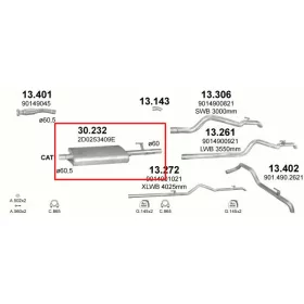   Polmo hátsó kipufogódob, VW LT, Mercedes Sprinter, 2.5-2.9, 1995-2006.08