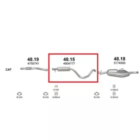   Polmo középső kipufogódob, SAAB 9-3 2.0 1998 - 10/2000, HB, Coupe, Cabrio