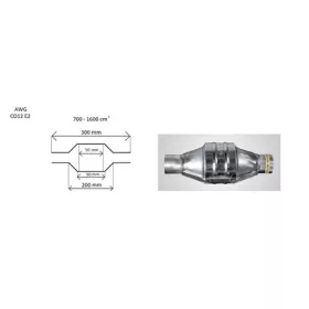   Univerzális kerek kerámiabetétes katalizátor, Ø45mm, 700-1600 cm³, EURO2