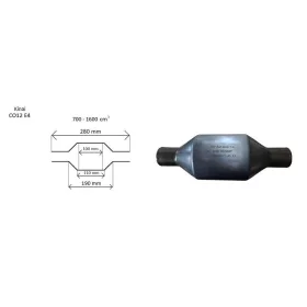   Univerzális kerek kerámiabetétes katalizátor, Ø45mm, 700-1800 cm3, EURO4 (CO1845E4-CH)