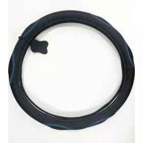  Valódi bőr kormányvédő - 38cm - SPORT KV-5057A - fekete/kék