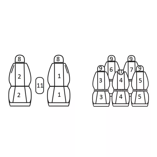 Volkswagen Touran (7 személyes) ( 2003 - 2015 ) - T09 minta - méretpontos üléshuzat - egyedi üléshuzat