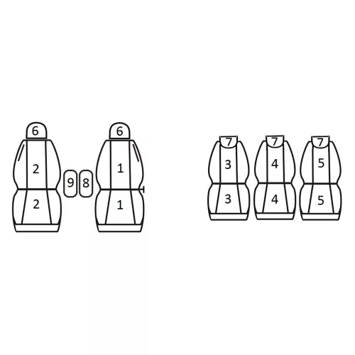 Peugeot 807; Citroen C8 (5 személyes) ( 2002 - 2014 ) - T09 minta - méretpontos üléshuzat - egyedi üléshuzat