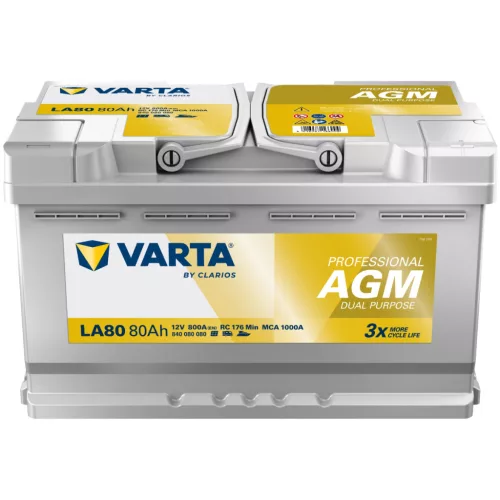 Autóakkumulátor Varta Professional Dual Purpose AGM 80Ah, 12V, 800A, LA80