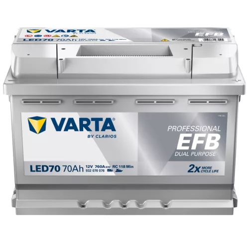 Autóakkumulátor Varta Professional Dual Purpose EFB 70Ah, 12V, 760A, LED70