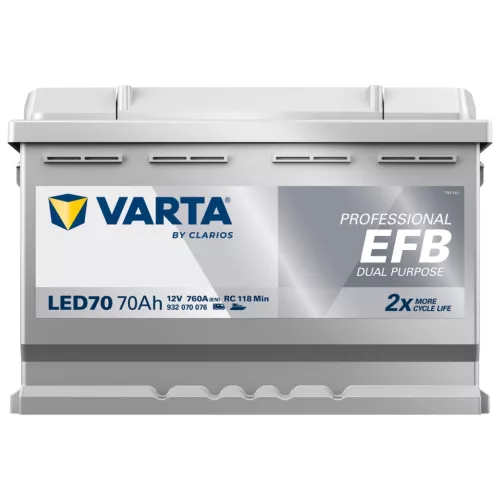 Autóakkumulátor Varta Professional Dual Purpose EFB 70Ah, 12V, 760A, LED70