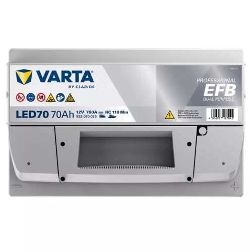 Autóakkumulátor Varta Professional Dual Purpose EFB 70Ah, 12V, 760A, LED70