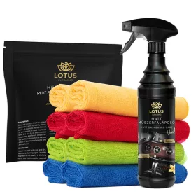   Lotus 2db prémium mikroszálas törlőkendő + ajándék matt műszerfalápoló vanília 600ml