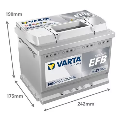 Autóakkumulátor Varta Blue Dynamic EFB 60Ah, 12V, 640A, N60