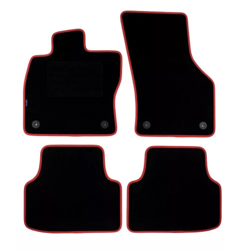 Skoda Octavia III. 2013-2020 (kerek rögzítés, piros szegély) méretpontos szövet autószőnyeg