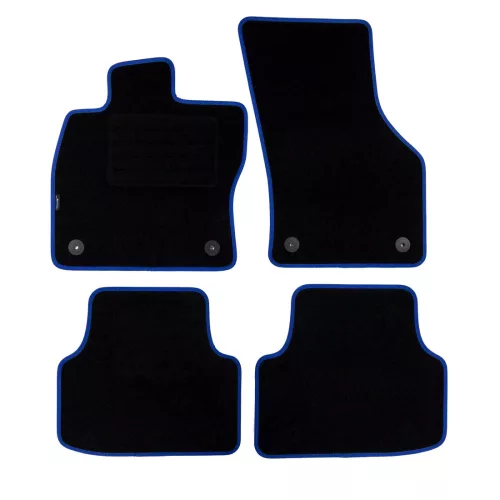 Skoda Octavia III. 2013-2020 (kerek rögzítés, kék szegély) méretpontos szövet autószőnyeg