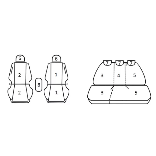 Volkswagen Tiguan (3 részes hátsó ülés) ( 2008 - ) - T06 minta - méretpontos üléshuzat - egyedi üléshuzat