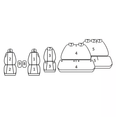 Peugeot Traveller; Citroen Spacetourer; Toyota ProAce - (8 személyes) ( 2016 - ) - T06 minta - méretpontos üléshuzat - egyedi üléshuzat