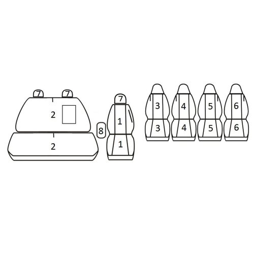 Fiat Ducato III; Citroen Jumper II; Peugeot Boxer II (7 személyes) ( 2006 - ) - T06 minta - méretpontos üléshuzat - egyedi üléshuzat