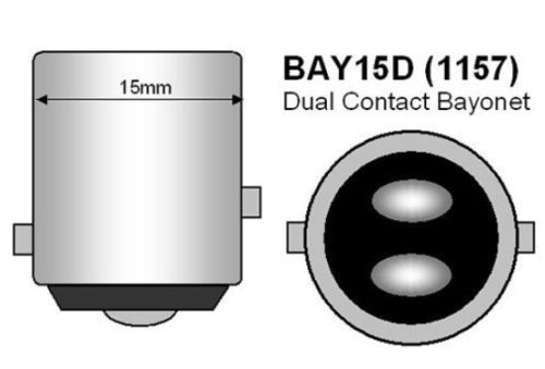 BAY15D Piros COB LED projektorlencsés izzó - 1157-21/5W