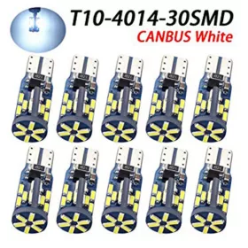 12/24V Canbus T10-4014-30SMD Fehér LED izzzó - 10db-os
